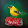 Golden Bird on Coke - Original oil painting