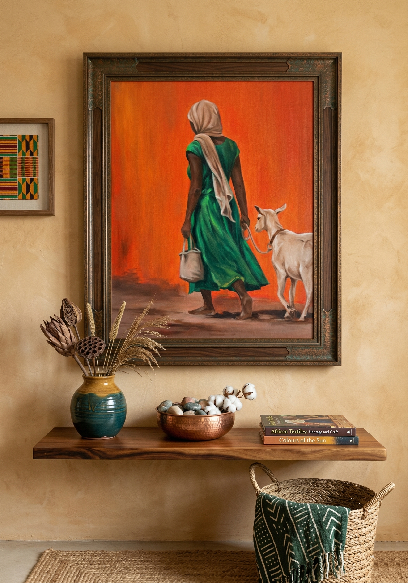 African Woman Walking with Goat - Image 3