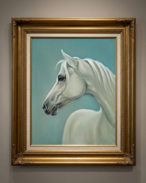 Alternative view of A Timeless White Horse Portrait in Serene Blue