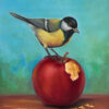 Great Tit on Apple - Original oil painting