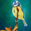 Golden Perch Bird – Original oil painting