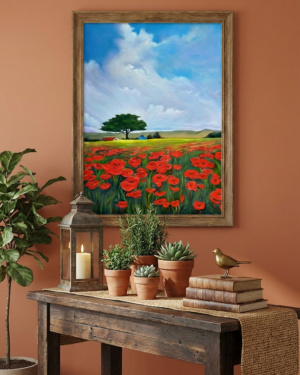 Alternative view of Enchanting Red Poppy Field with Lone Tree