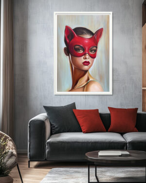 Alternative view of Velvet Masked Beauty – Original Oil Painting