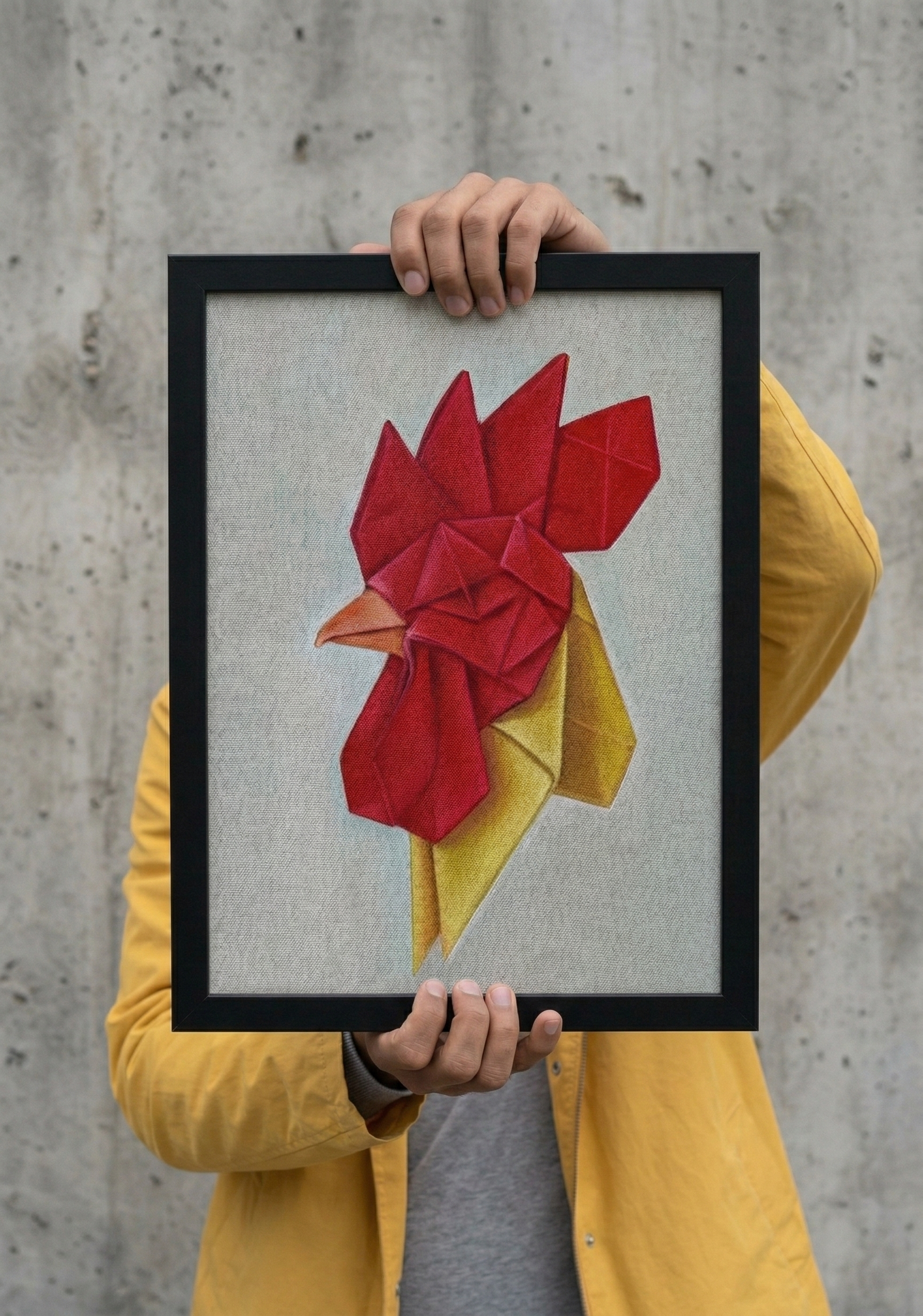 Origami Rooster Wall Art – Modern Geometric Chicken Decor - Image 2