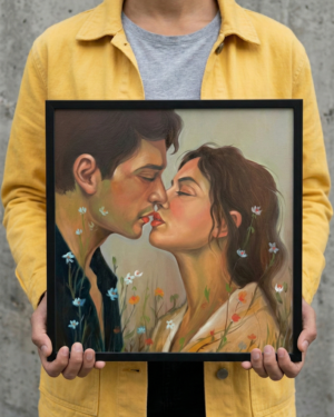 Alternative view of Romantic Couple Kissing – Original oil painting