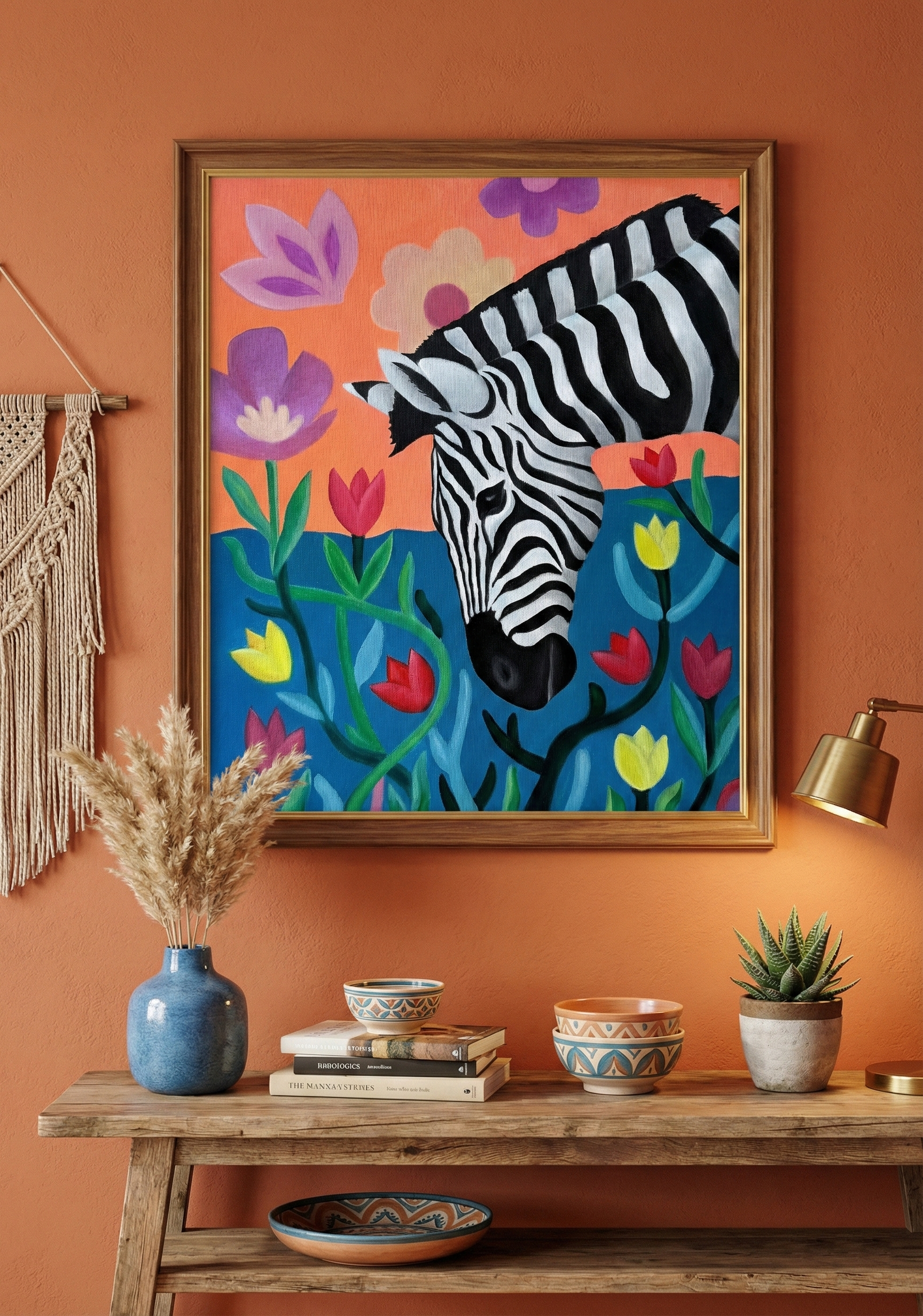 Zebra In Bloom – Original oil painting - Image 2