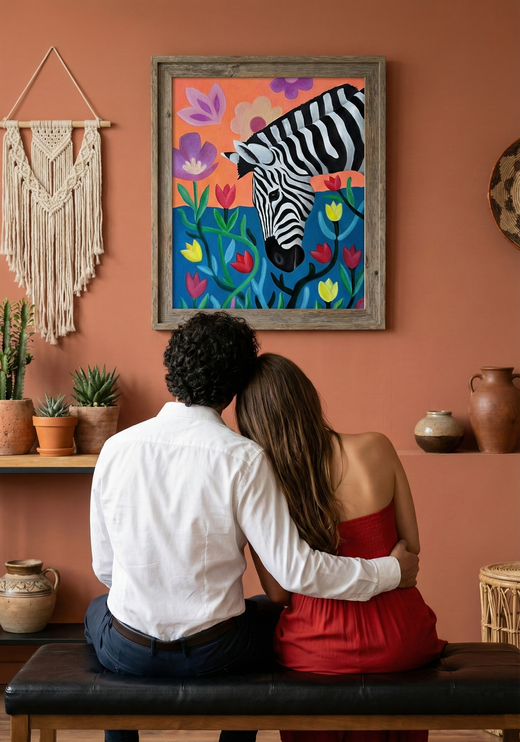 Zebra In Bloom – Original oil painting - Image 3