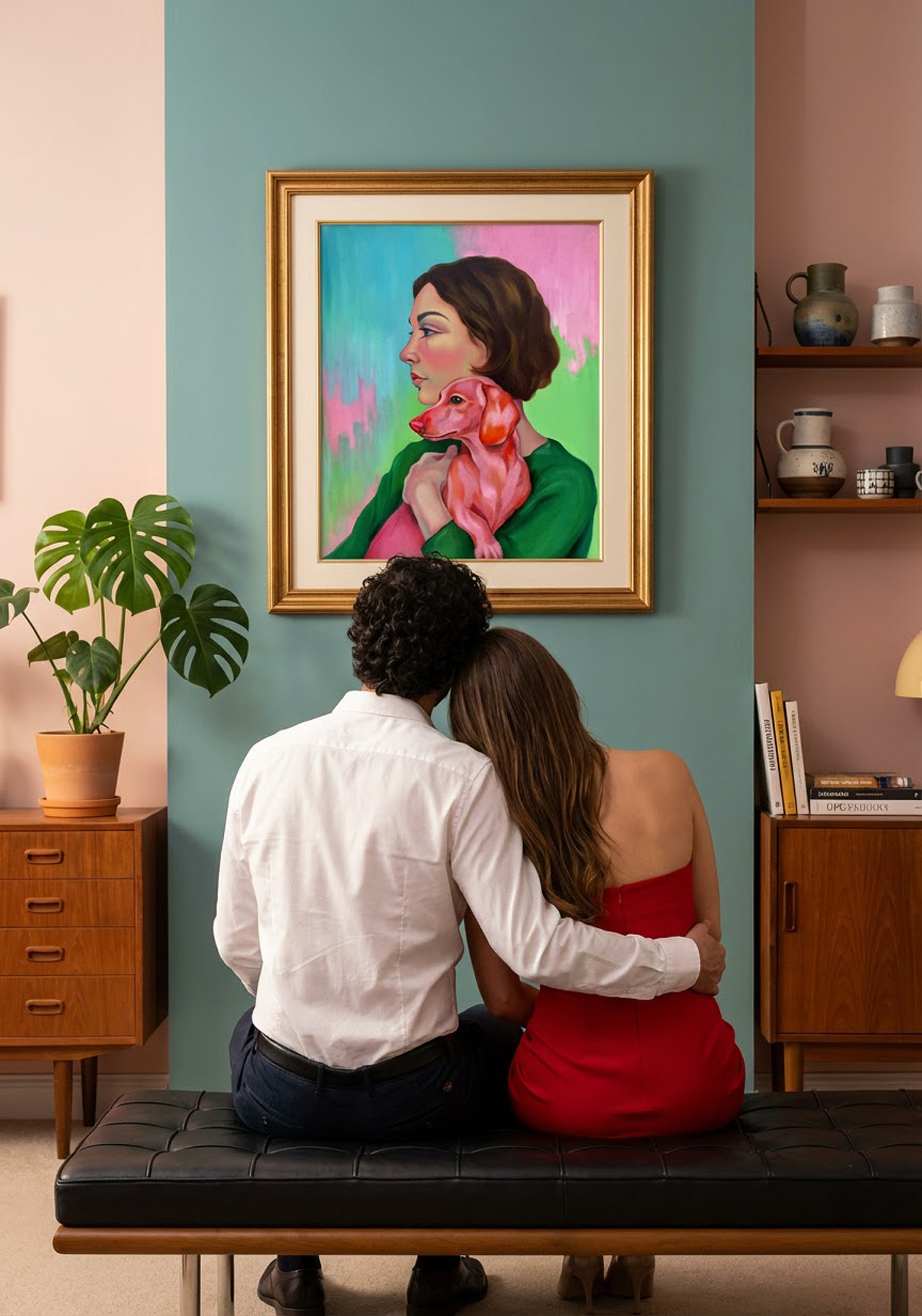 Modern Woman With Dachshund – Original oil painting - Image 2