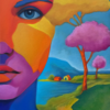 colorful portrait painting, surreal landscape art, abstract face painting, modern wall decor, vibrant oil artwork, fantasy nature painting, Oilpainting, fineart, artlovers, originalart, contemporaryart