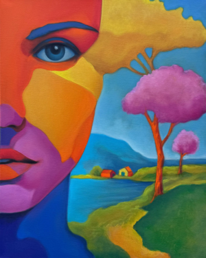 colorful portrait painting, surreal landscape art, abstract face painting, modern wall decor, vibrant oil artwork, fantasy nature painting, Oilpainting, fineart, artlovers, originalart, contemporaryart