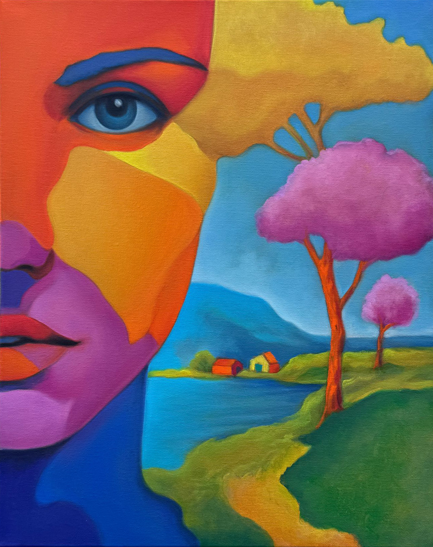 colorful portrait painting, surreal landscape art, abstract face painting, modern wall decor, vibrant oil artwork, fantasy nature painting, Oilpainting, fineart, artlovers, originalart, contemporaryart