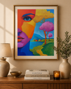 Alternative view of Dreamscape Within Her Gaze Original oil painting