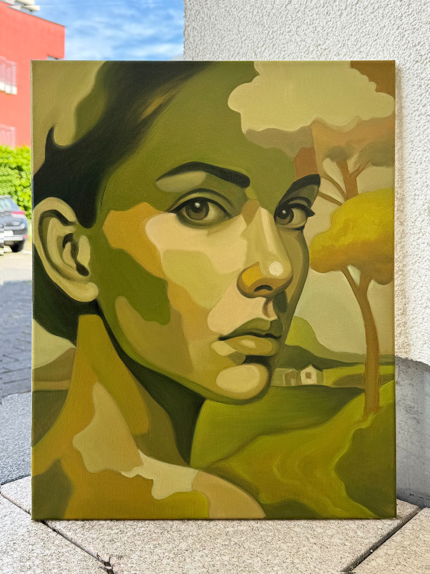 Emerald Gaze Through Nature Original oil painting - Image 3