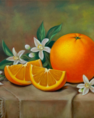 Golden Citrus Still Life Original oil painting