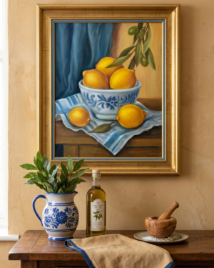 Alternative view of Golden Lemons Still Life - Original oil painting