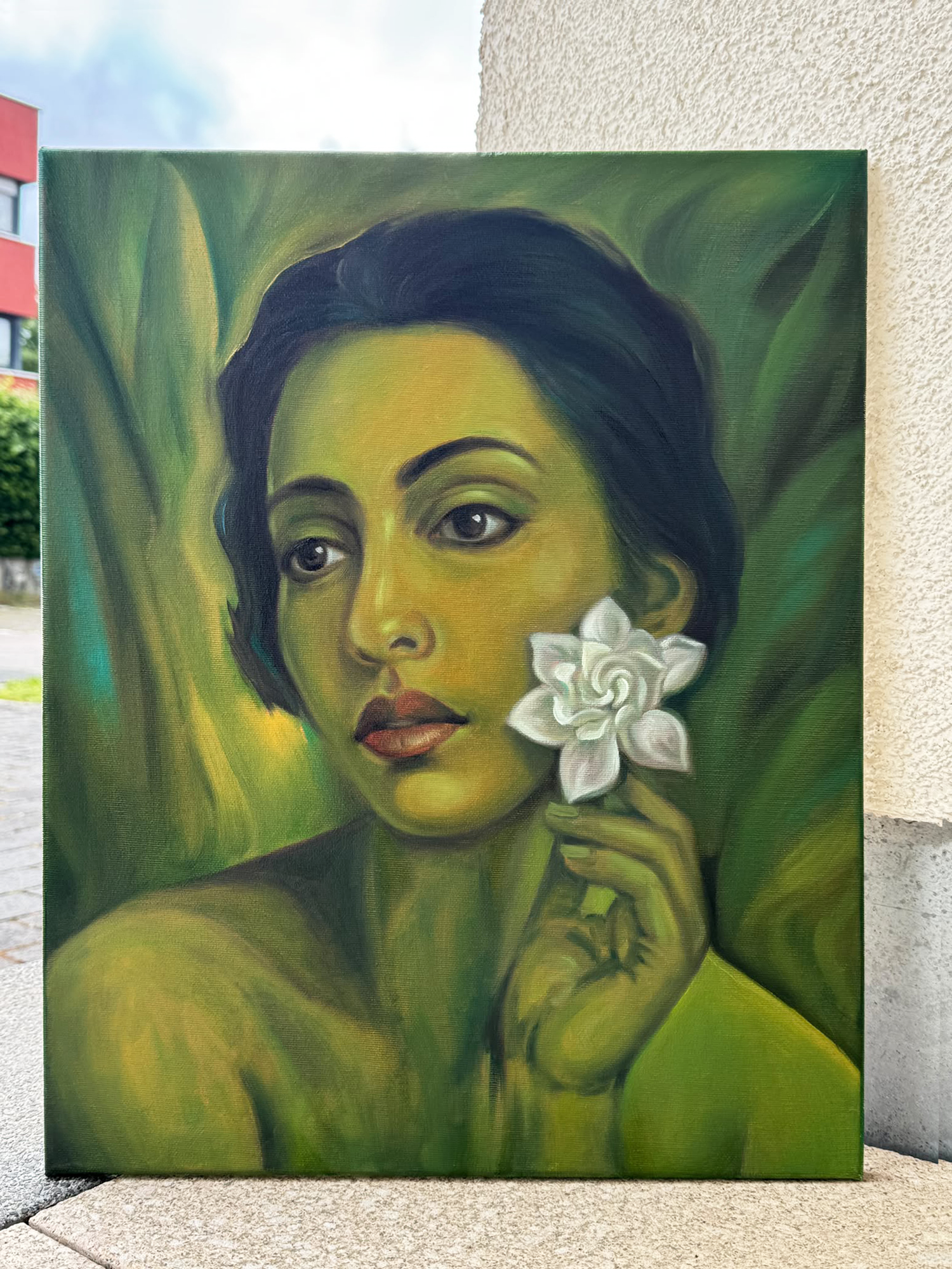 Emerald Whisper Bloom - Original oil painting - Image 3