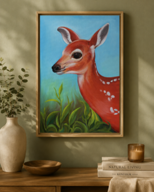 Alternative view of Whispering Fawn Dream - Original Oil Painting
