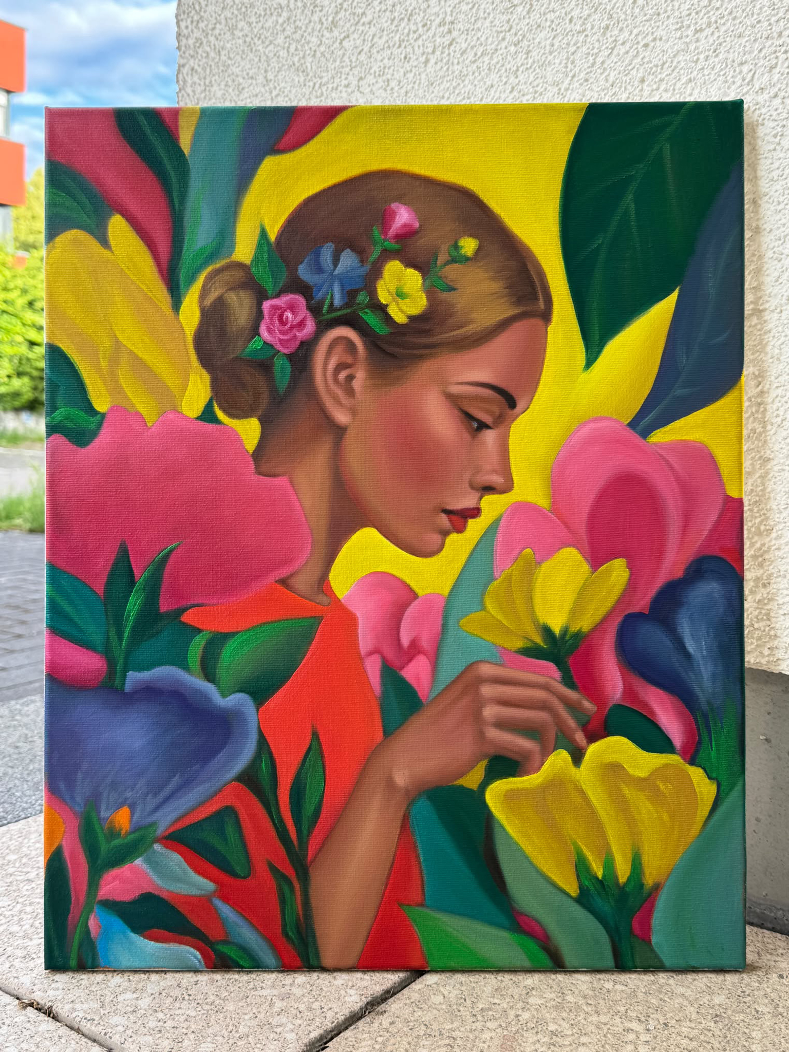 Whispers Among Blossoms – Original Oil Painting - Image 3