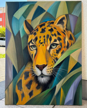 Alternative view of Emerald Jungle Gaze - Original oil painting