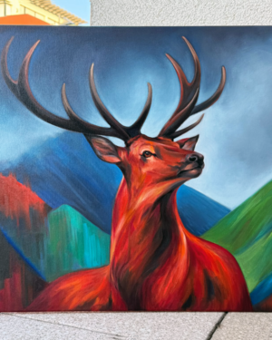 Alternative view of Red Stag Original oil painting